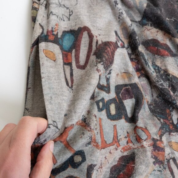 Inoah Cardigan Duster Longline Graffiti Printed Small Open Front Art To Wear - Picture 7 of 11